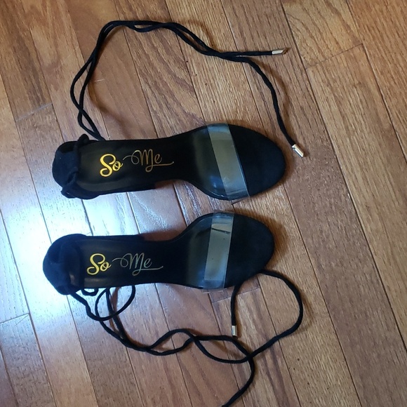 WOMENS TIE HEELS, BLACK SIZE 6 - Picture 5 of 7